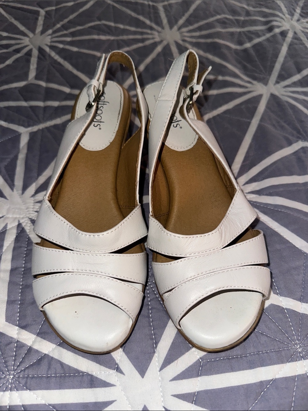 Softspots White Strappy Open-Toe Slingback Sandals